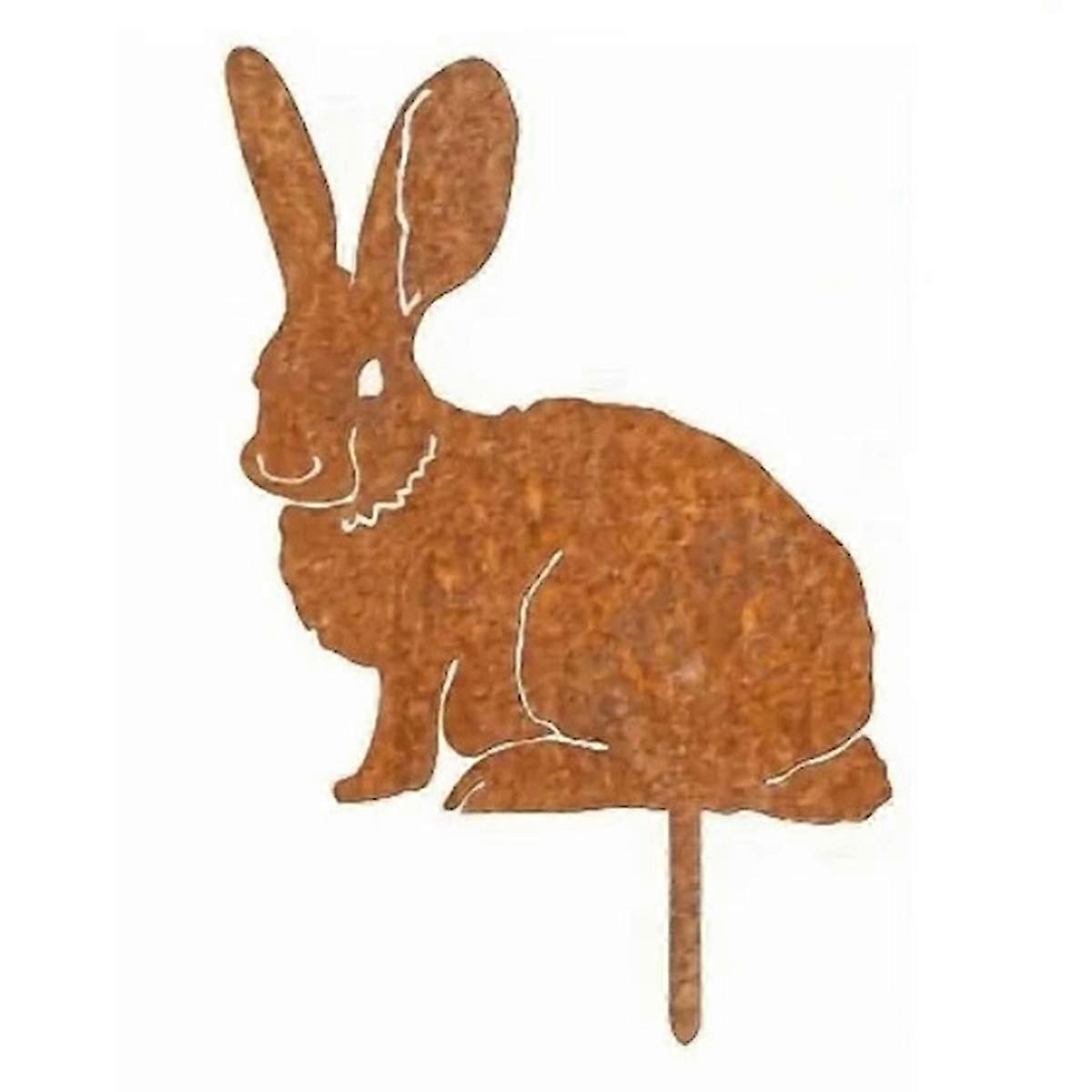 Rustic Metal Rabbits Garden Stake for Yard Art Decor
