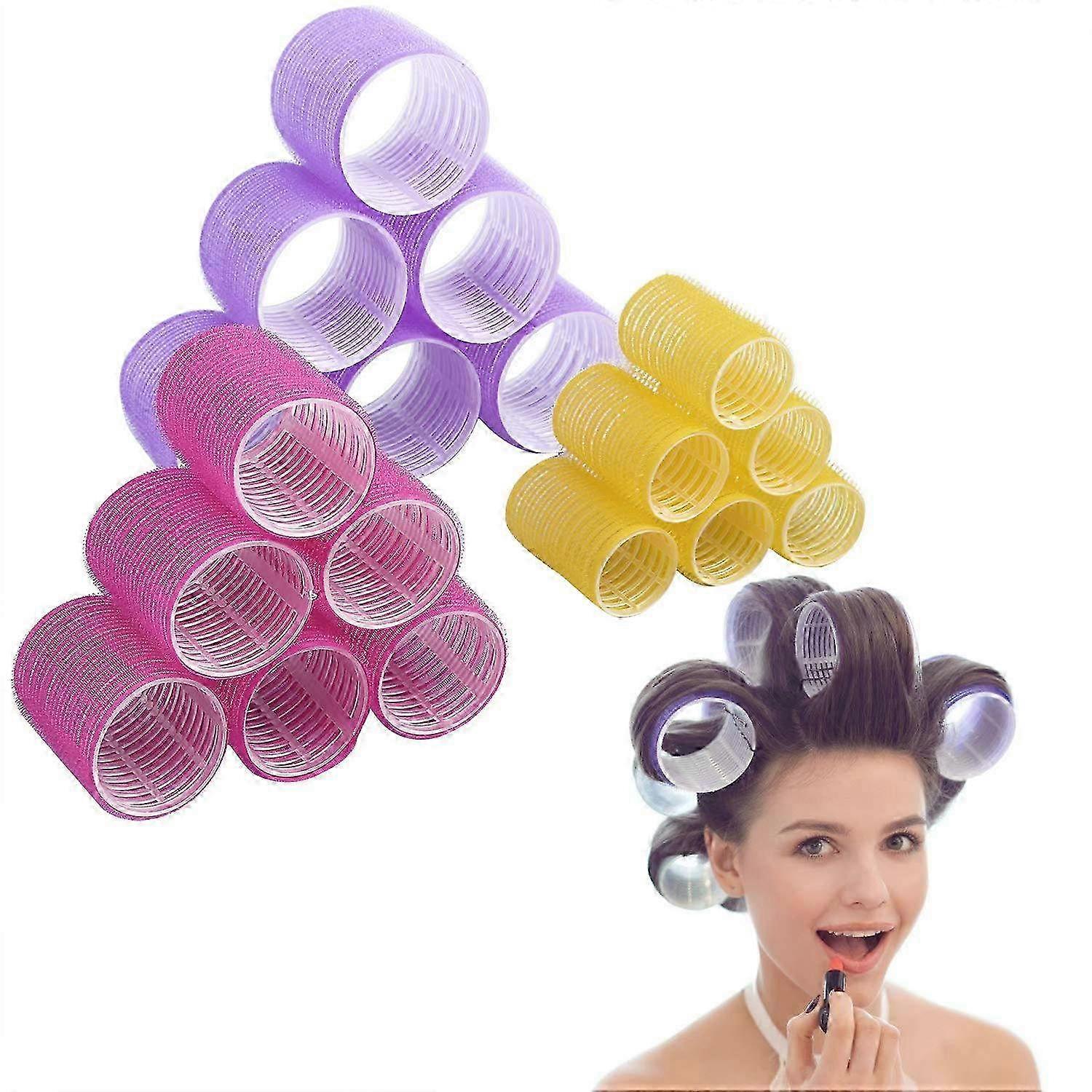 18 Pcs Big Hair Curlers Rollers with Clips - Extra Large Curling Rollers for Voluminous Curls & Waves