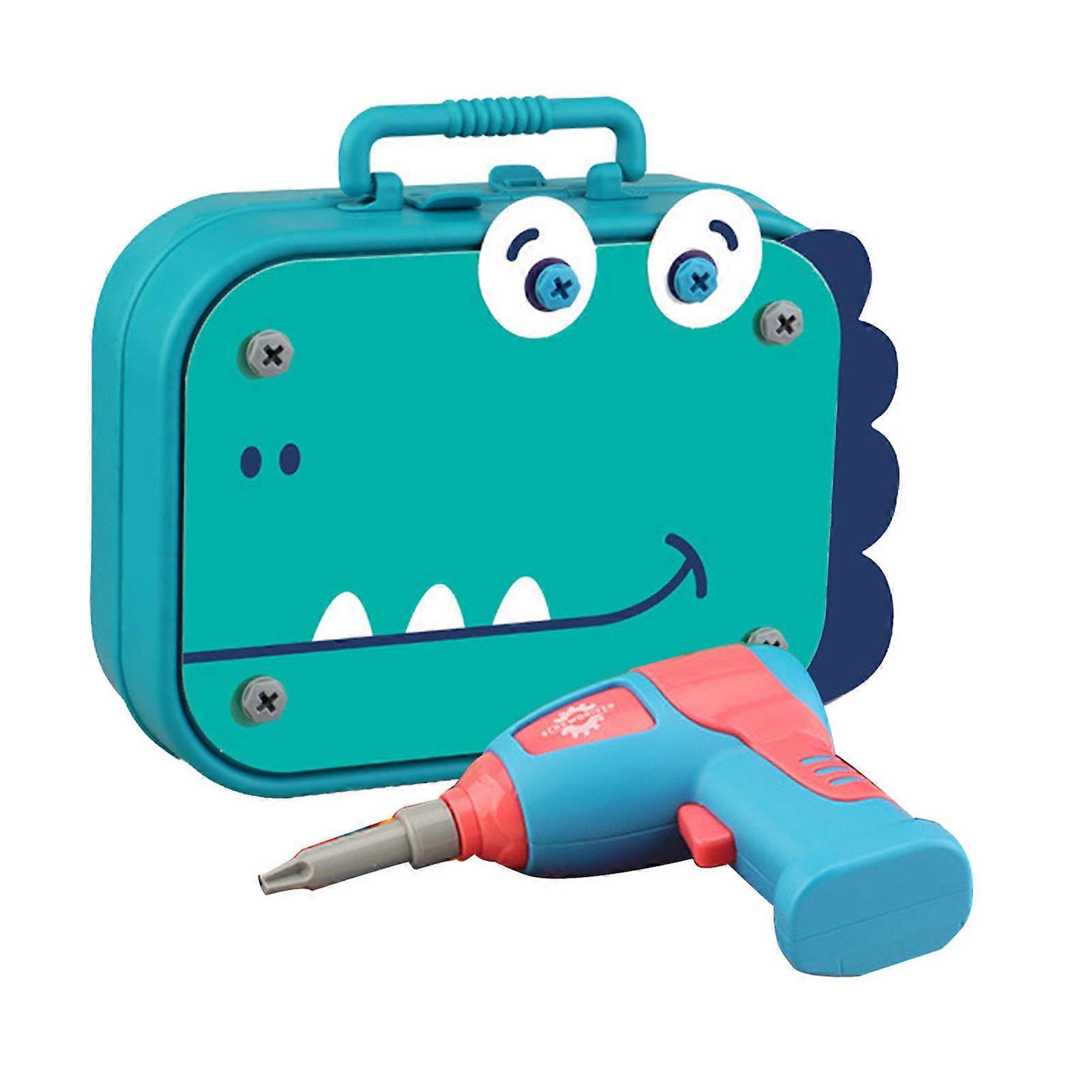 3D Dinosaur Puzzle Drill Tool Box Educational DIY Plug in Game Drill Tool Box for Kids Boys Dinosaur Drill