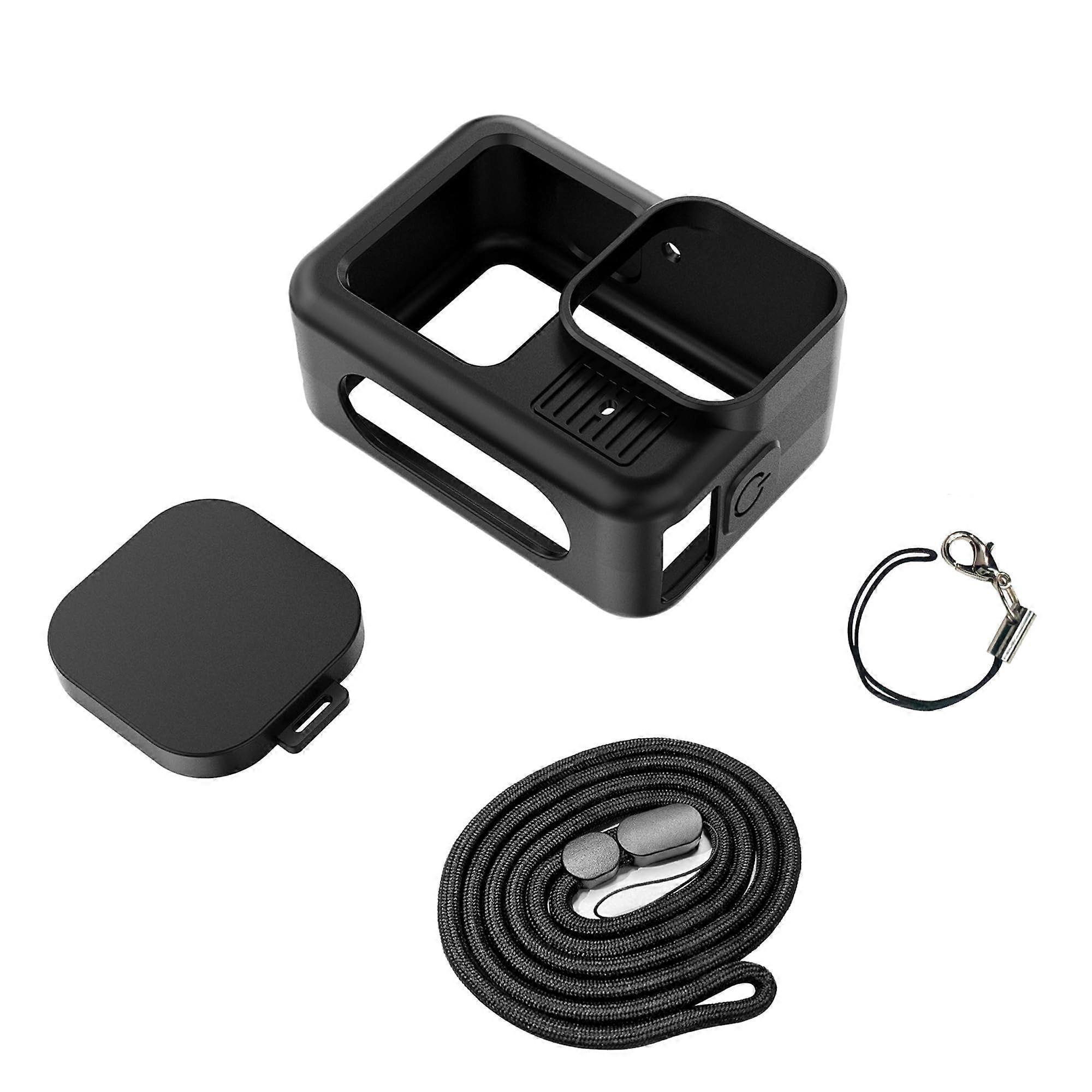 Silicone Protective Case for GoPro Hero 13 Black with Lens Caps and 40cm Rope and Neck Strap for Action Camera Accessories Kit (Black)