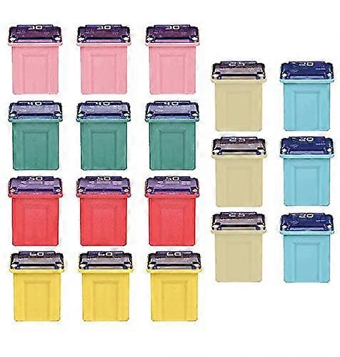 12V-24V Automotive Low Profile Jcase Assortment Fuse Kit - Pack of 18 (20A/25A/30A/40A/50A/60A) for Cars and Pickup Trucks
