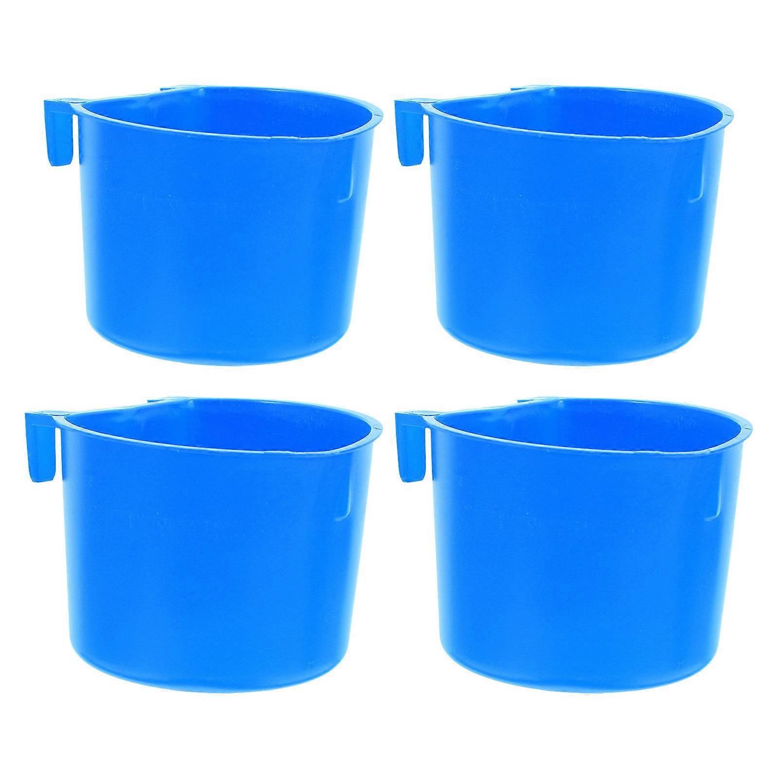 Durable PE Pet Bowls for Cage with Easy Installation Blue Spacesaving Design Suitable for Small Animals 4pcs