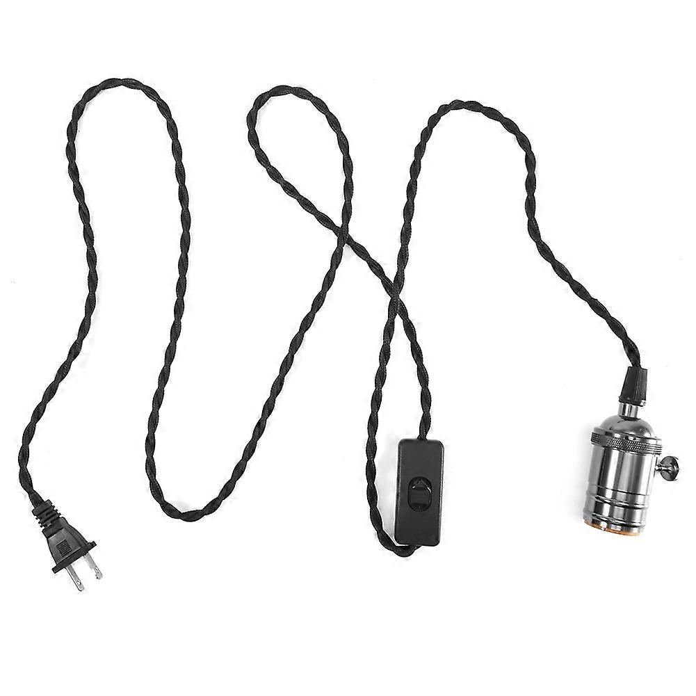 E27 E26 Light Lamp Bulb Holder Base Light Socket Cable Cord (Black Pure Copper)