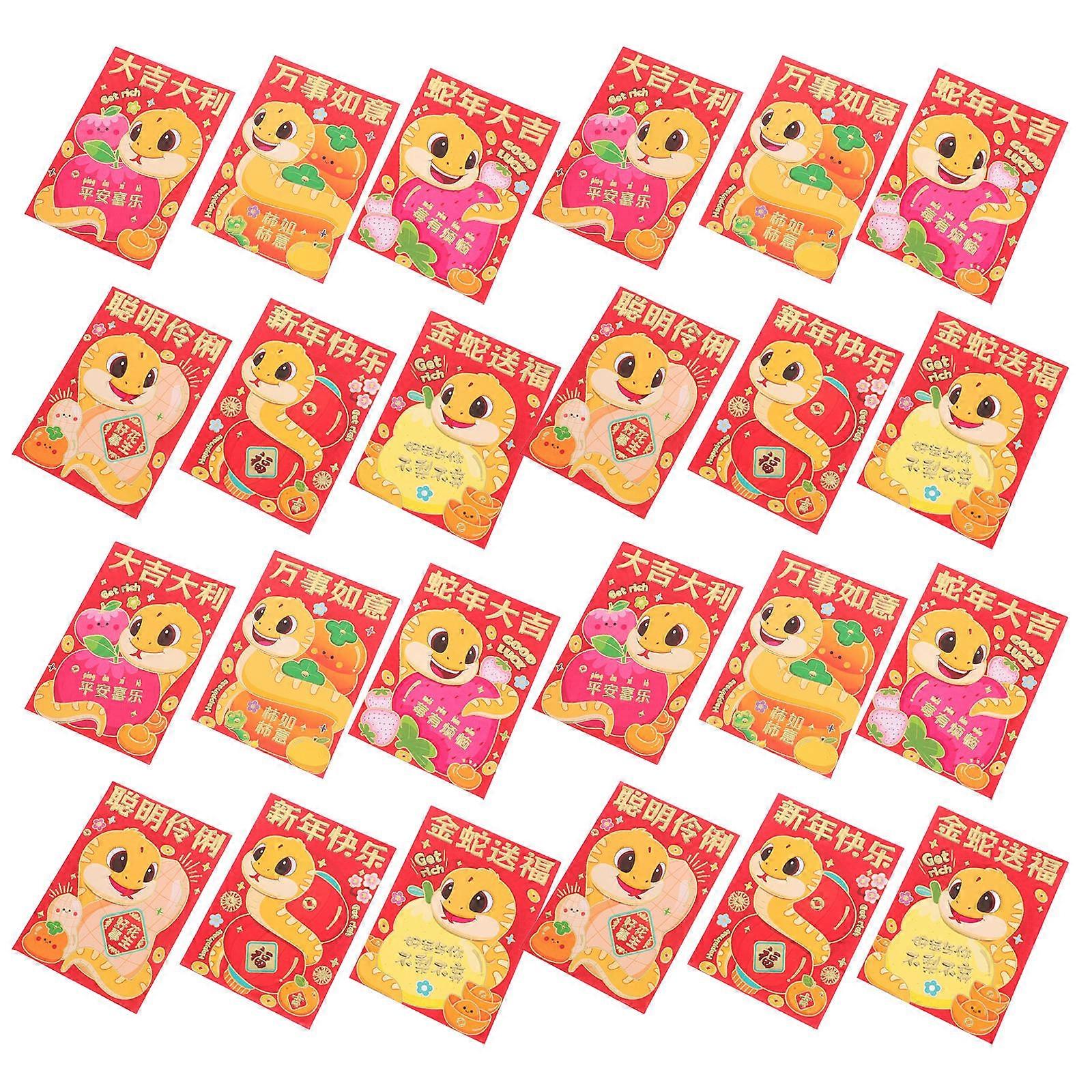 Spring Festival Red Envelopes 36Pcs Rectangular Traditional Design For Wedding Celebrations Assorted Color Cartoon Design