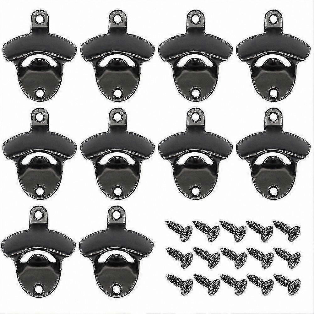 Set of 10 Retro Beer Bottle Openers for Wall Mounting