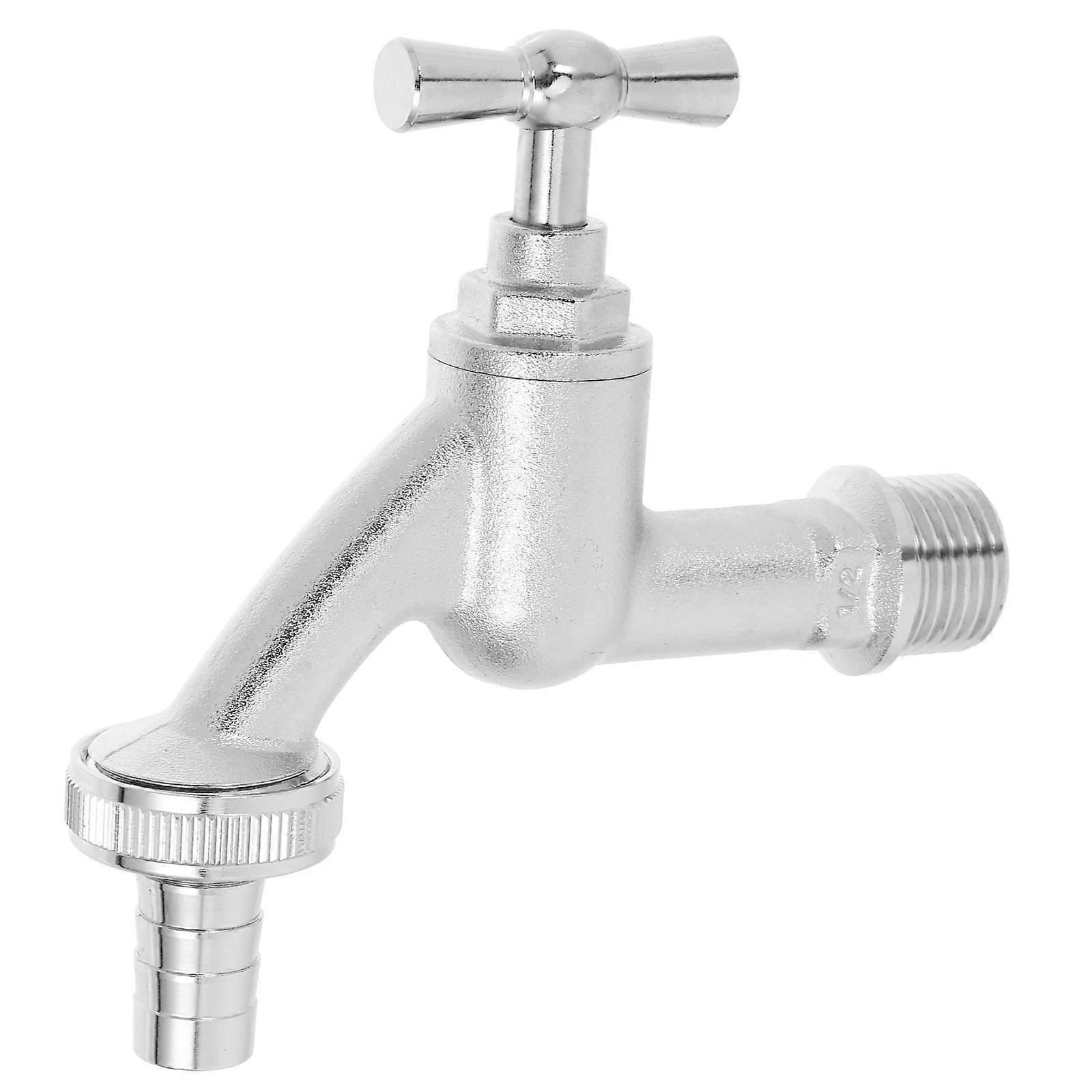 Heavy Duty Outdoor Water Faucet For Garden And Patio Use 1Set Silver With Adjustable Water Flow