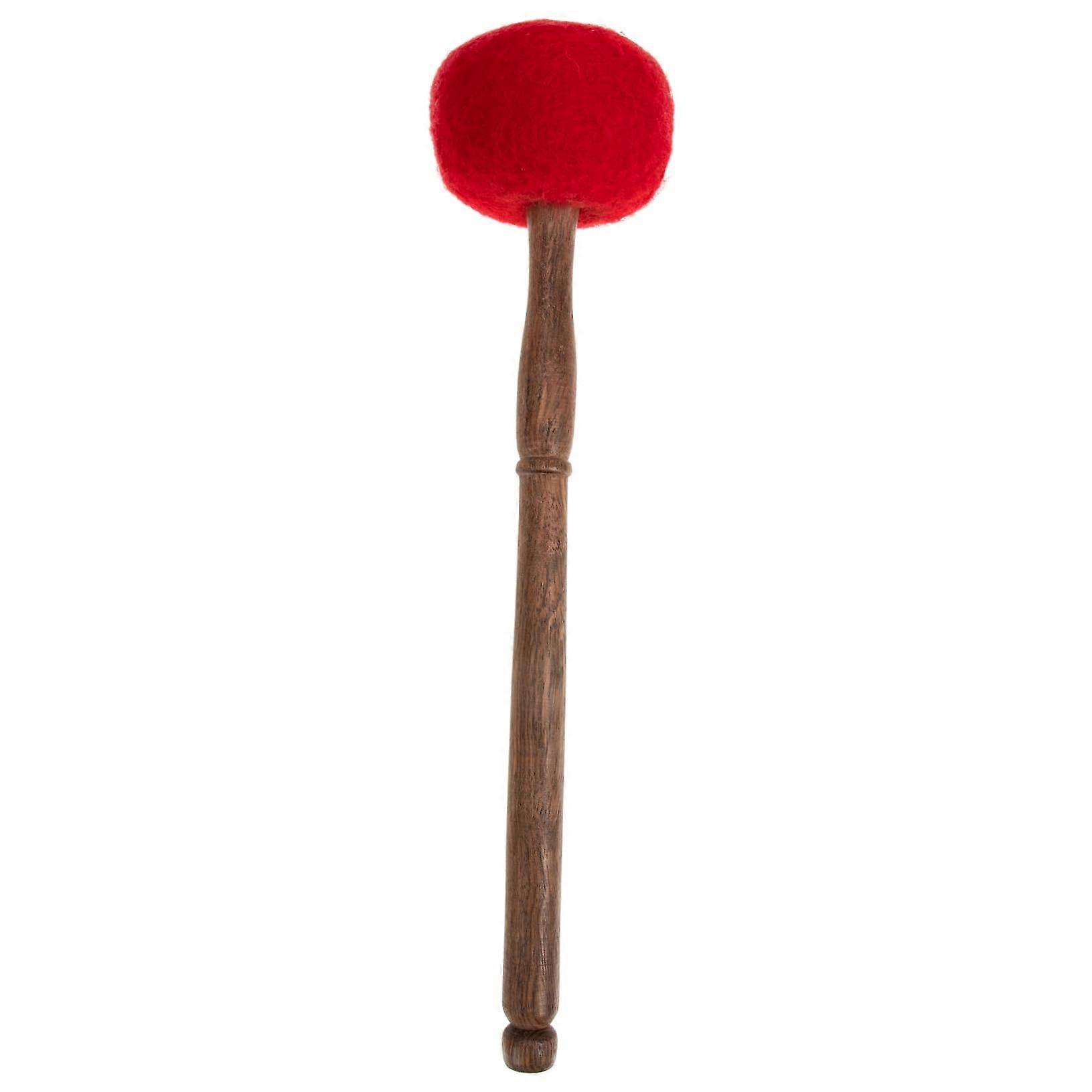 Tibetan Singing Bowl Mallet, Handcrafted Wooden Handle, Medium Red Wool Felt Design, For Meditation And Relaxation
