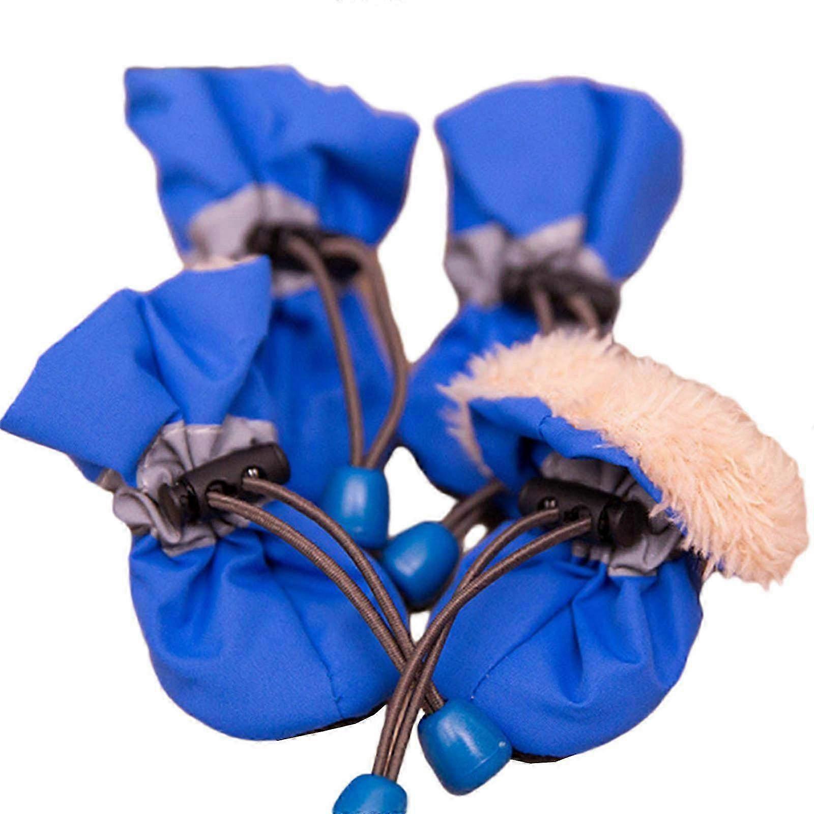 Non-Slip Dog Boots with Adjustable Drawstring for Winter, Rain & Outdoor Use - Paw Protectors for Large Dogs, Blue