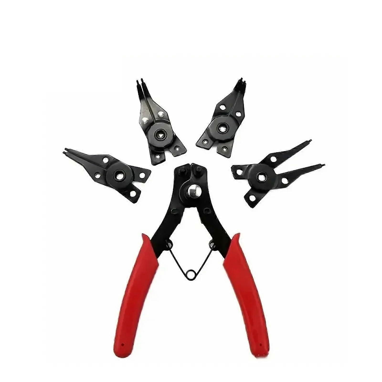 4-In-1 Circlip Pliers Set, Multi Crimp Tool with Removable Head, Versatile Retaining Ring Pliers for Handyman Use