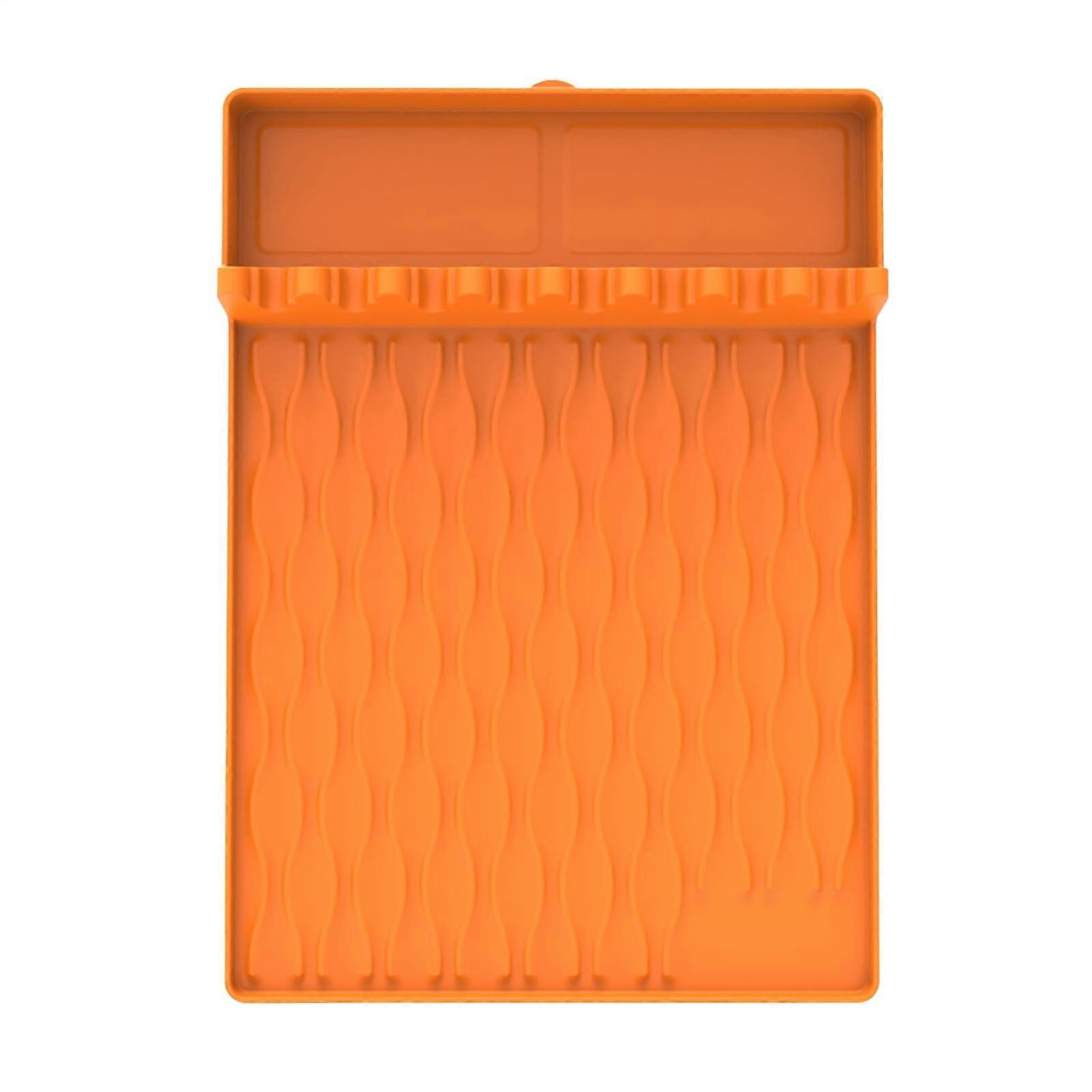 Heat Resistant Silicone Tool Mat for Griddle and BBQ - Spoon Rest Tray, Orange