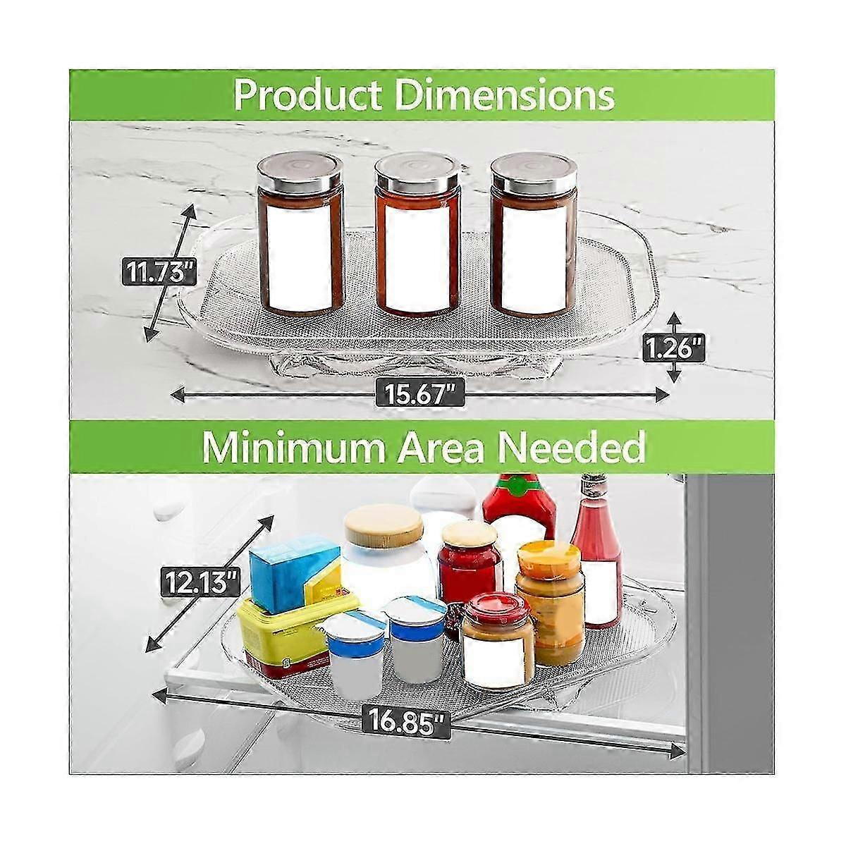 Turntable Organizer for Refrigerator 360 Rotatable Rectangle Storage Rack Clear Turntable Rack for
