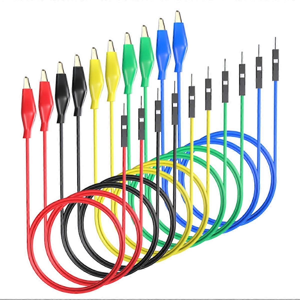 Alligator Clips to Breadboard Male Jumper Wires Soft Flexible Silicone Test Leads for Electrical Testing P1533