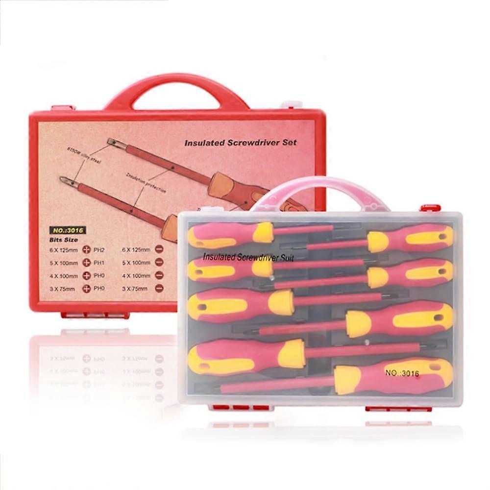Insulated Screwdriver Set - 8-Piece 500V Electrician Tool Set with Rubber Handle, Magnetic Tips for Home Electrical Repairs