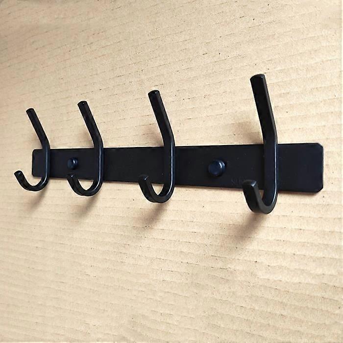 Wall Coat Rack - Black - Stainless Steel - 4 Hooks