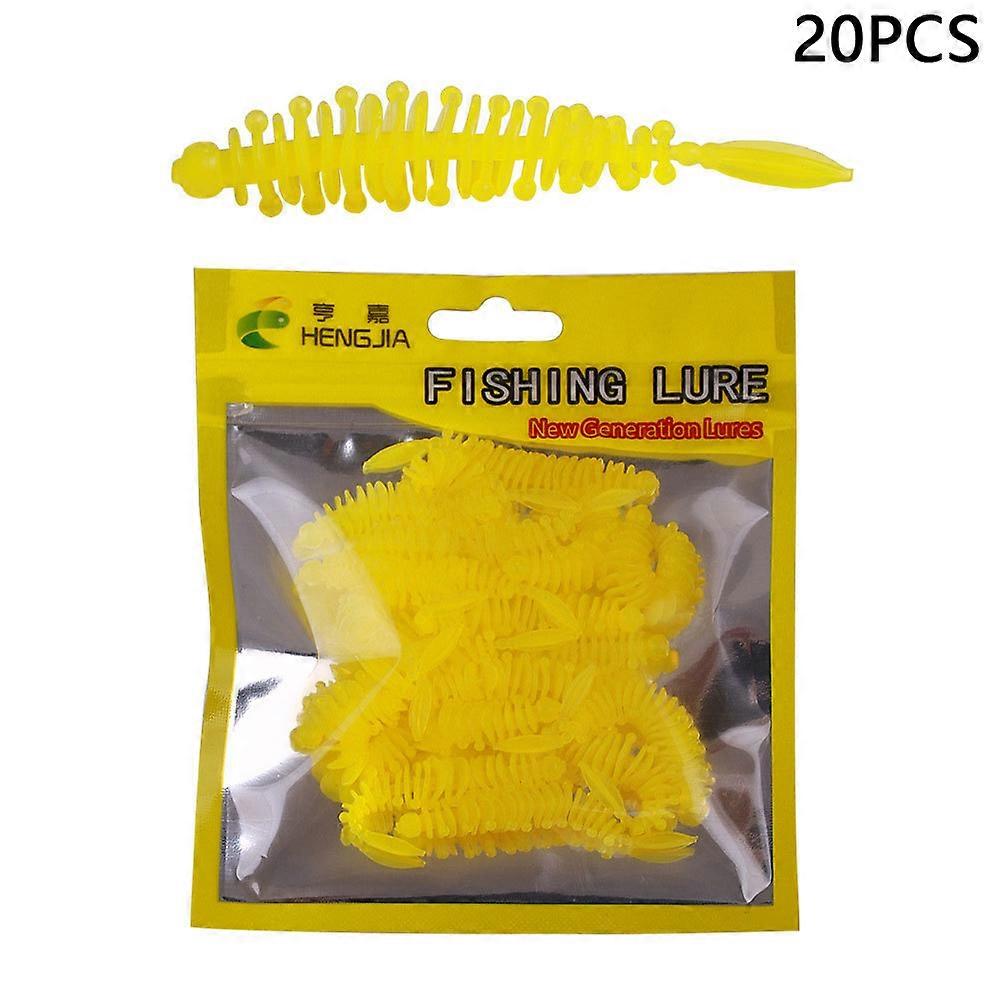TKdaddy HENGJIA SO188 20Pcs 6cm Fishing Soft Lures Spiral Roll Floating Bait Water Surface Worm Lure Color 12