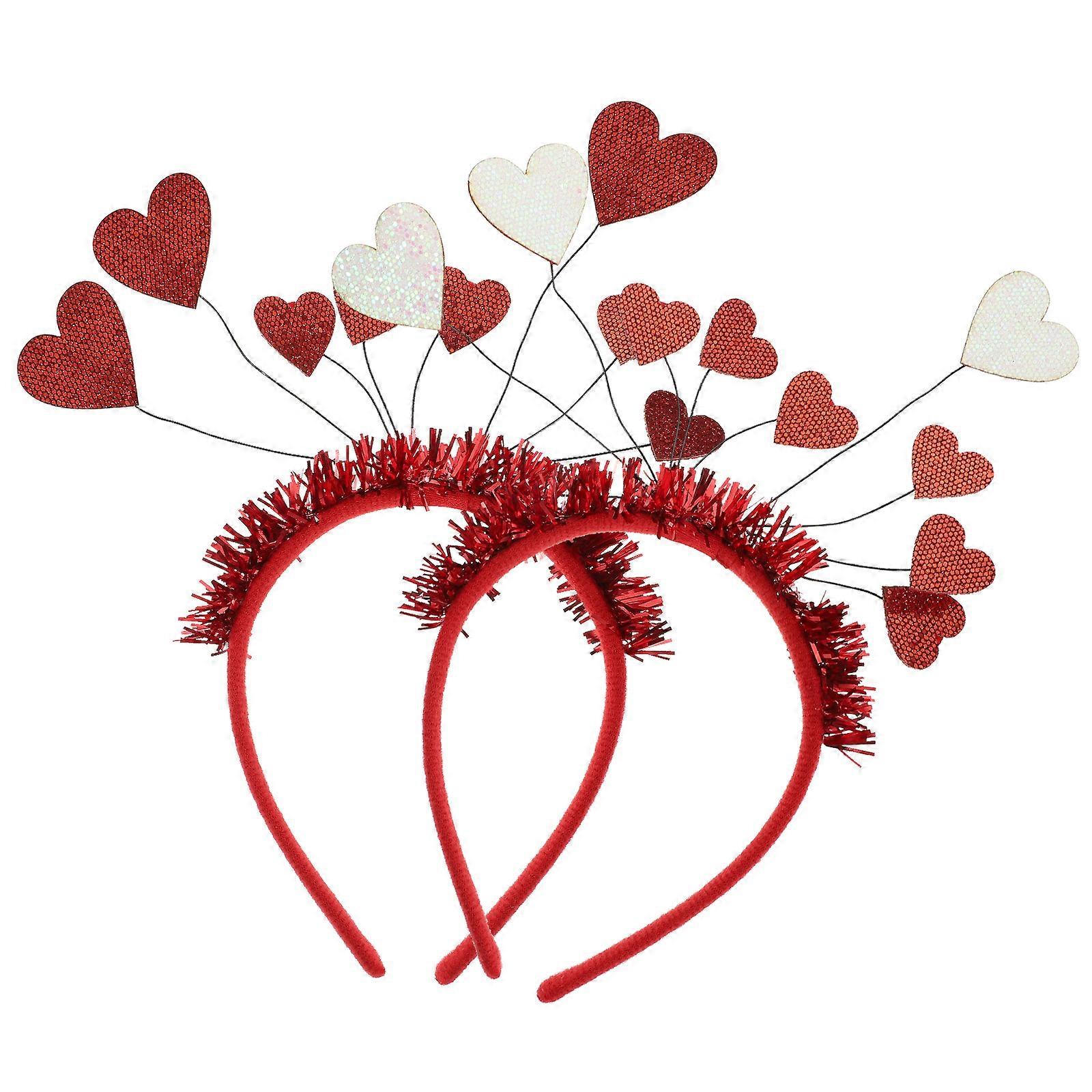 Lot de 2 serre-têtes en feutre rouge en forme de cœur