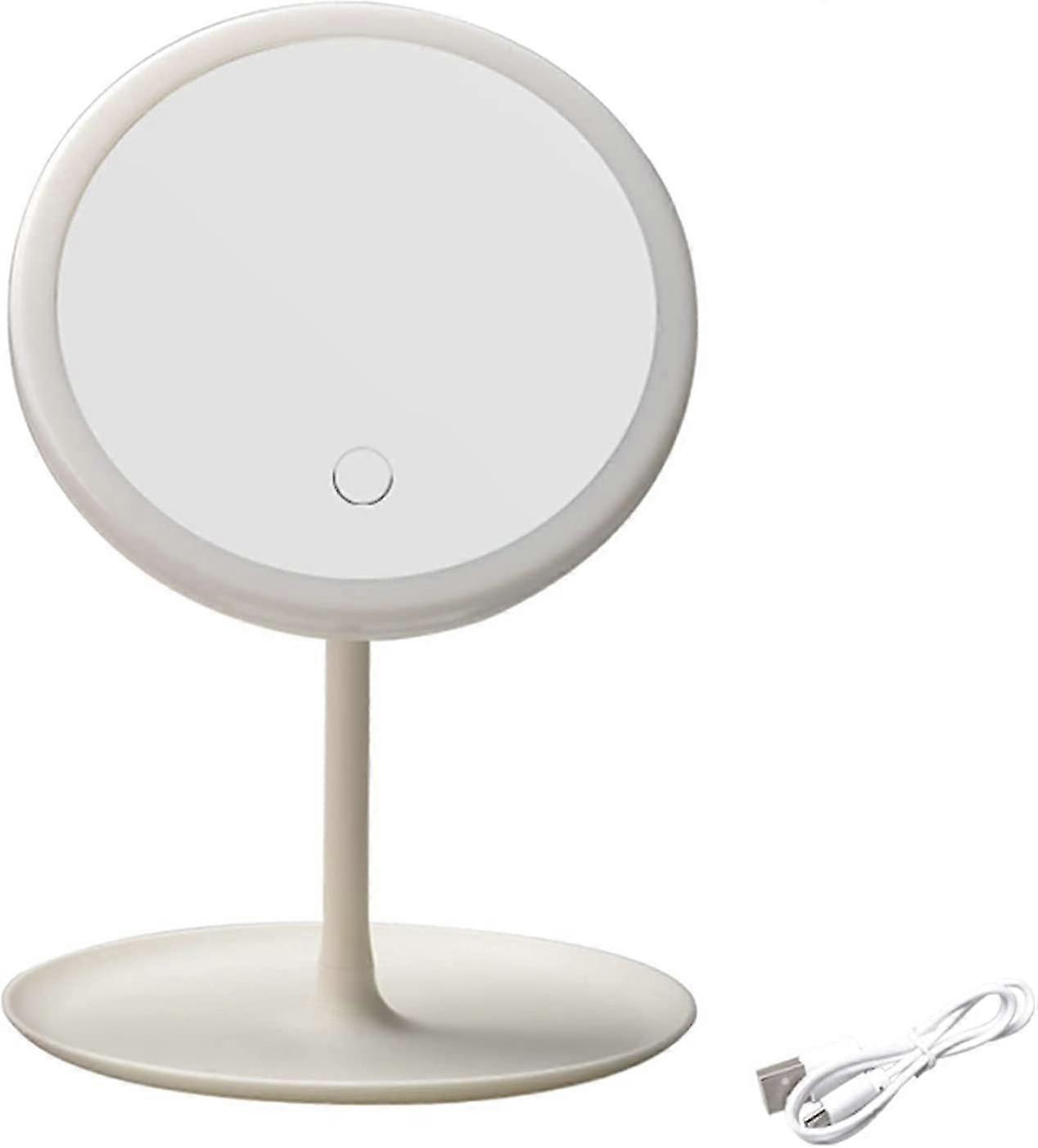 Usb Round Makeup Mirror With Light.rechargeable Lighted Vanity Mirror.dressing Table Mirror With Led 3 Color Dimmable.touch Switch.detachable.portavke