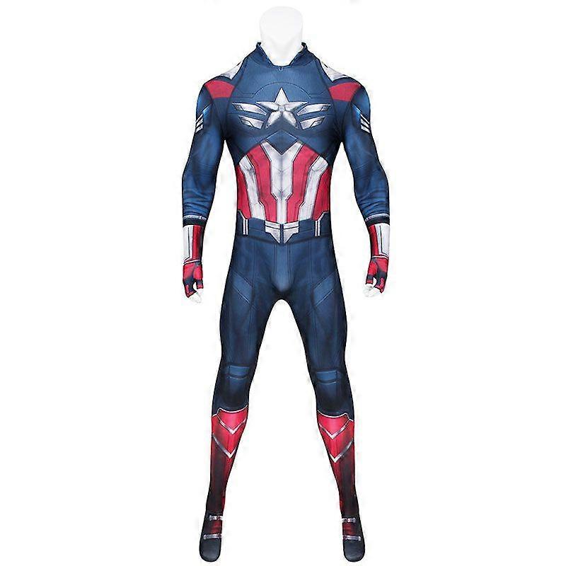 Captain America 4 Print Cosplay Jumpsuit Halloween Costume Full Set