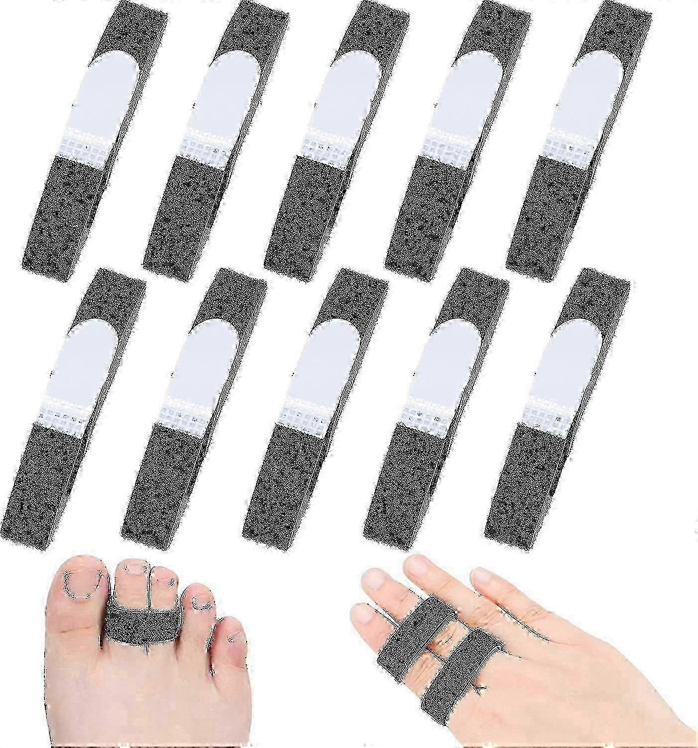 A 5-pack of a padded, non-slip, reusable buddy tape finger strap splint for injured fingers.