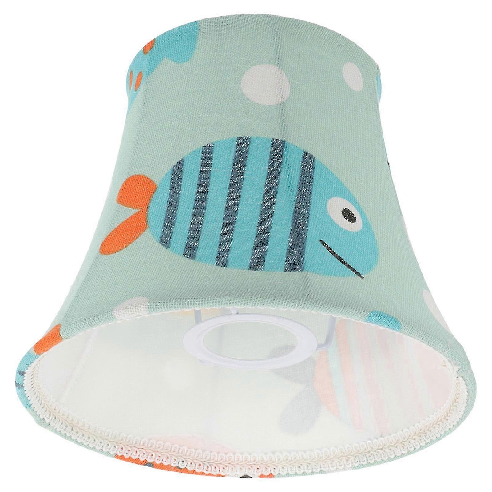 Cartoon Fish Pattern Lamp Shade Fabric Replacement, Softens Light for Bedroom Living Room, 1-Pack