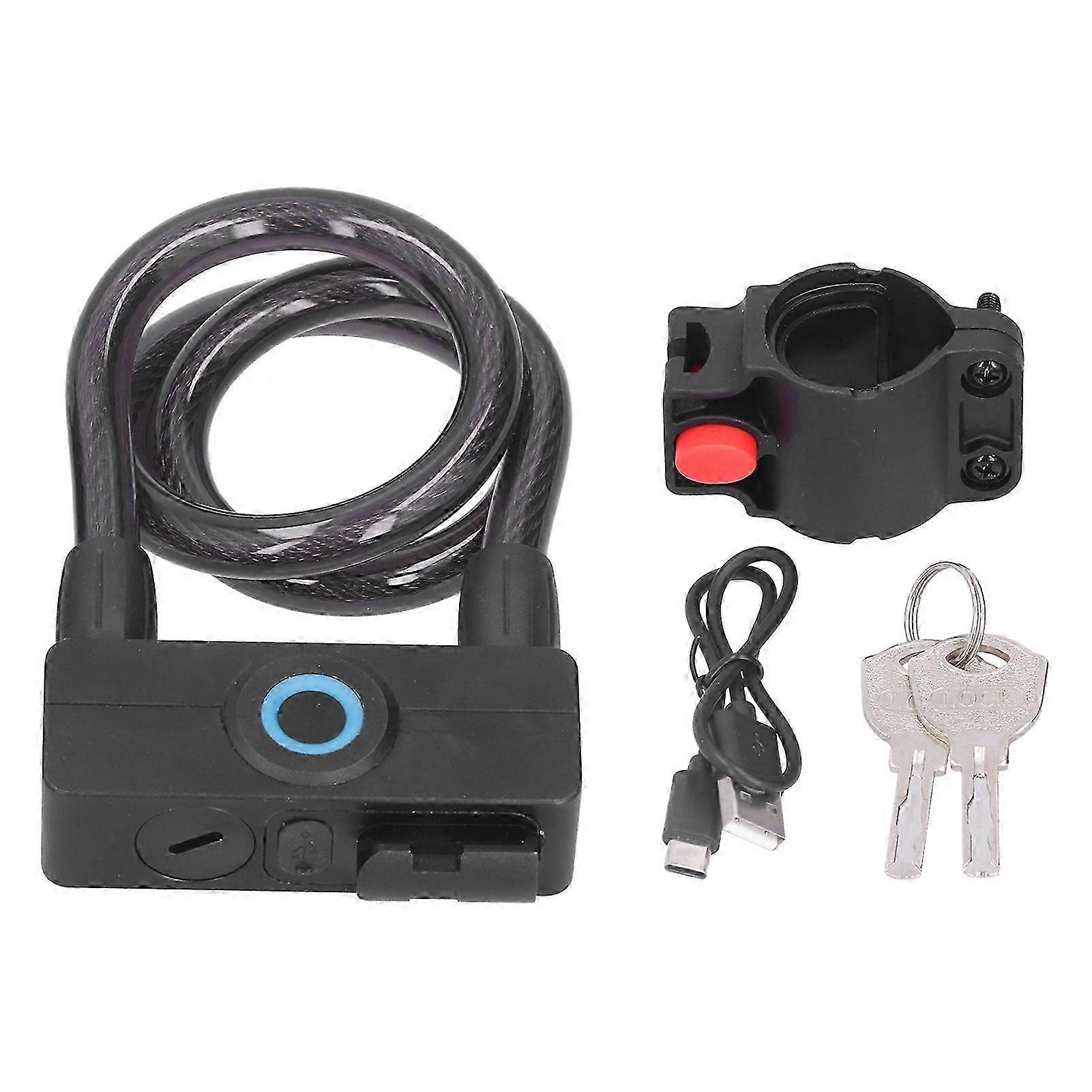 3.7V Lithium Battery Portable Fingerprint Bicycle Lock Bluetooth Intelligent Chain Lock for Motorcycle Mountain Bike