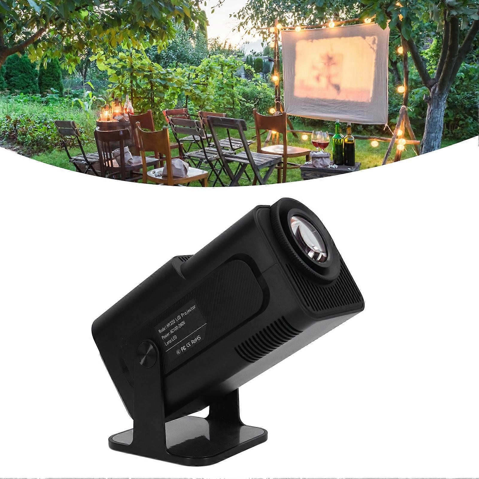 Portable Mini Projector 1080P 4K 12000LM WiFi Bluetooth Black US Plug