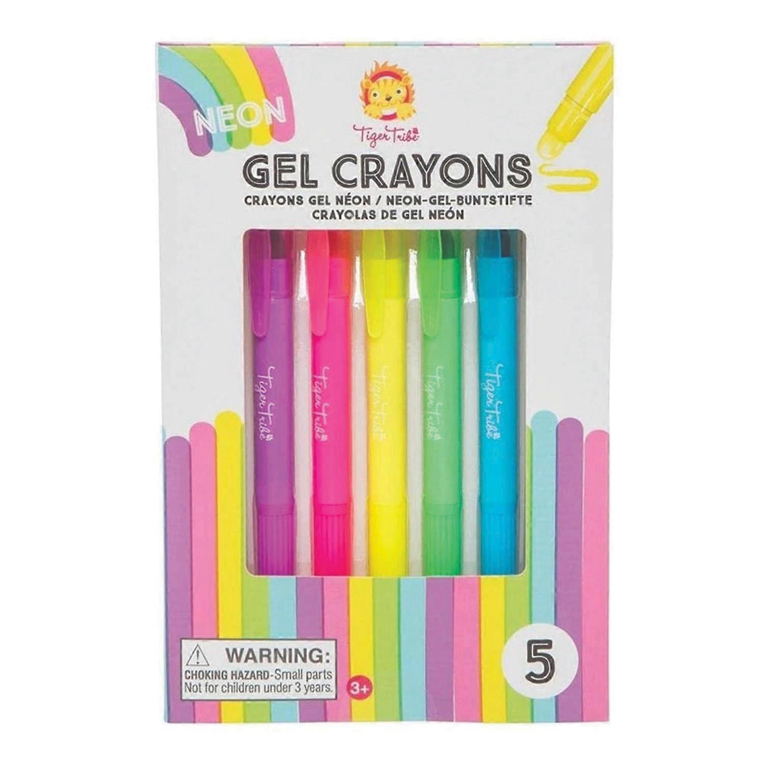 Tiger Tribe Neon Gel Crayons -Kids Twist Up Crayon Packs with 5 Bright Colours