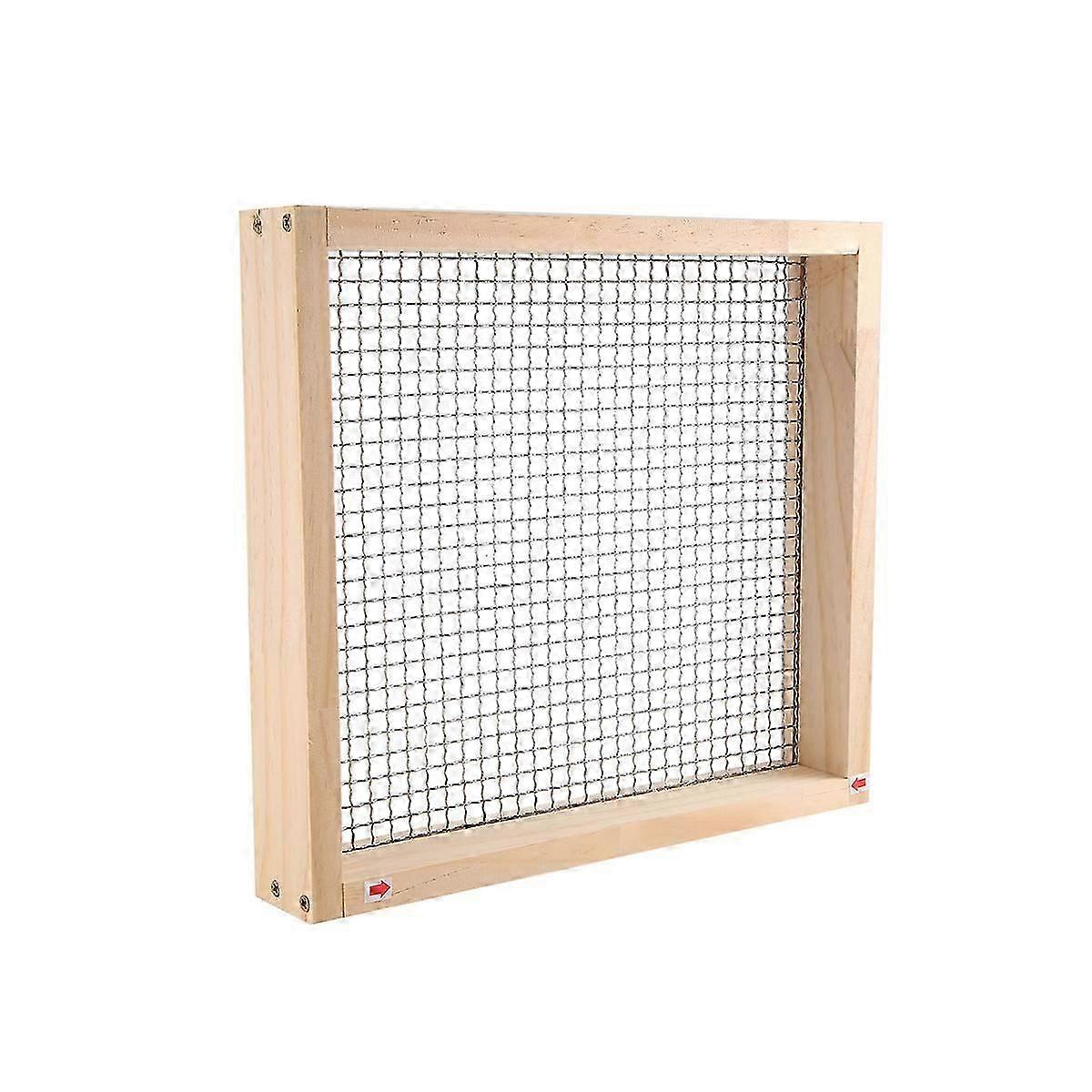 wooden sieve for soil and sand in garden