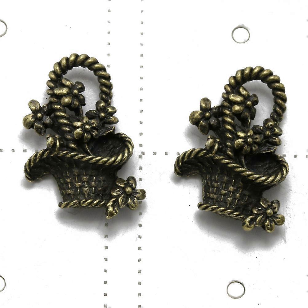20Pcs Alloy Retro Flower Basket Charms For DIY Jewelry Making Projects In Assorted Color With Unique Design