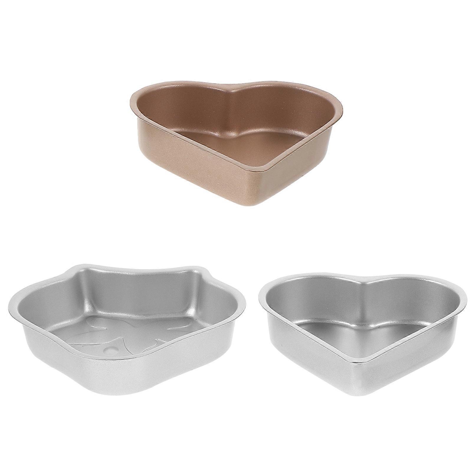 Heart Shaped Pudding Molds Set of 3 Non Stick Metal Baking Tins for Cakes, Puddings, Muffins, and Egg Tarts Ideal for Home, Hotel, and Bakery Use