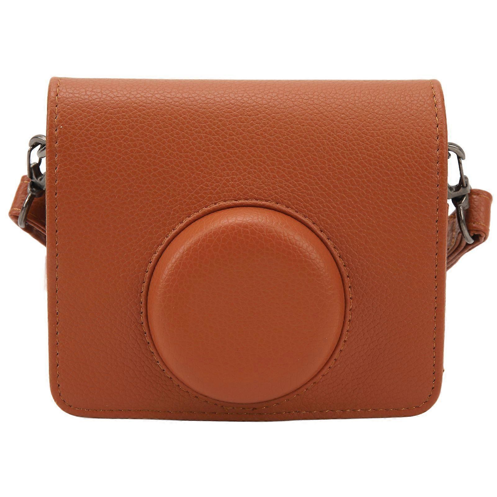 Instant Camera Bag Light Luxury Texture PU Compatible Camera Leather Case for Fujifilm Mini EVO Brown