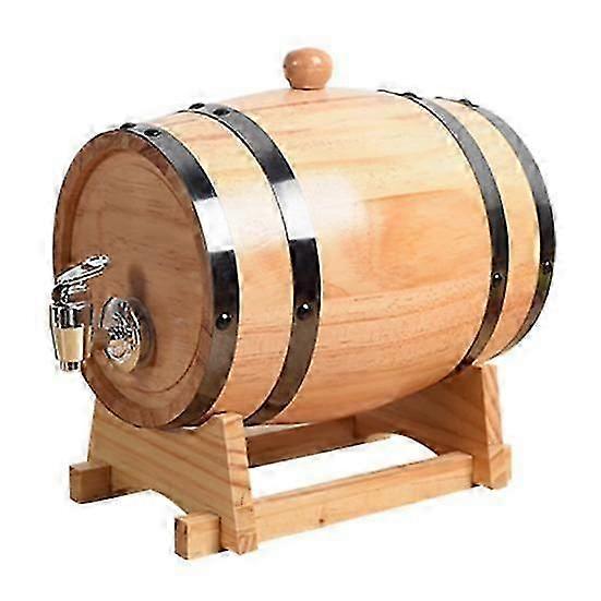 1/1.5/3L Oak Wine Barrel with Stand Tap Vintage Whiskey Aging Barrel Dispenser Wooden Barrel Home Bar Decor