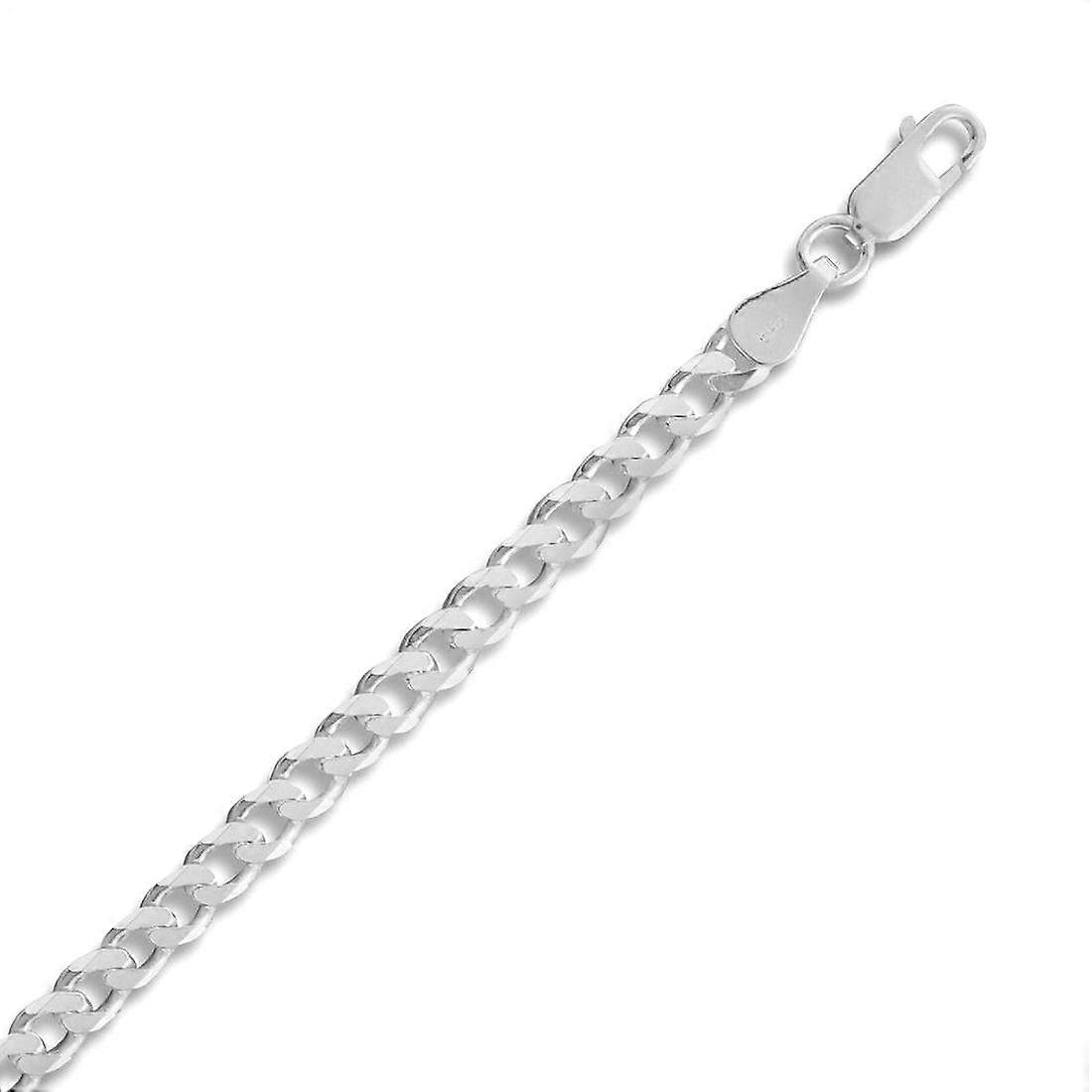 925 Ασημένιο λοξότμητο βραχιόλι αλυσίδας 4.5mm πλάτος με αστακό κούμπωμα-βραχιόλι για γυναίκες και άνδρες - Μήκος: