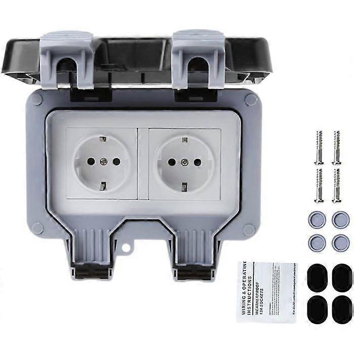 Waterproof Socket Double Outdoor Electrical Socket IP66 Waterproof Wall Socket 16A