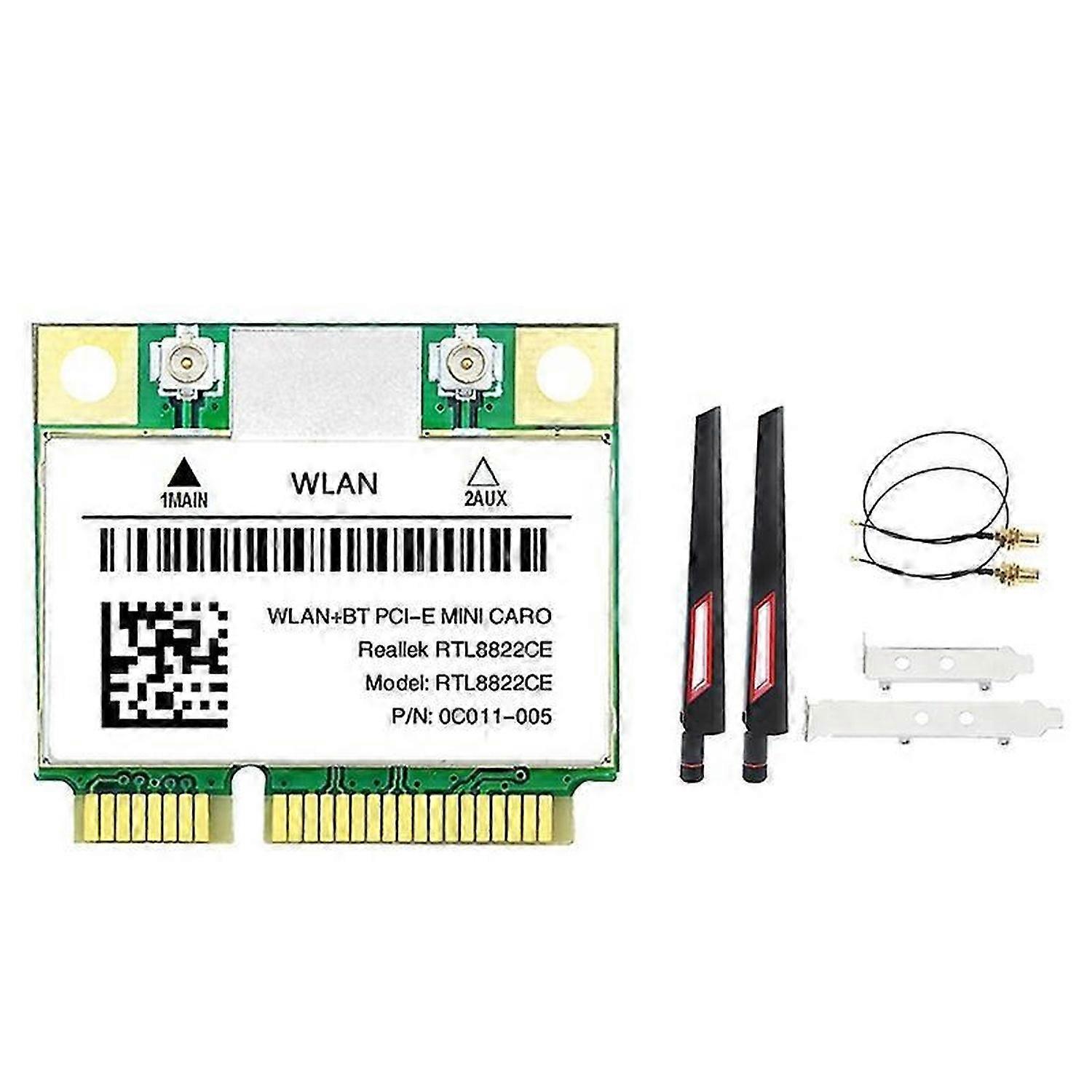RTL8822CE WiFi Card +Antenna Kit 2.4G+5Ghz 802.11AC Network Mini PCIe