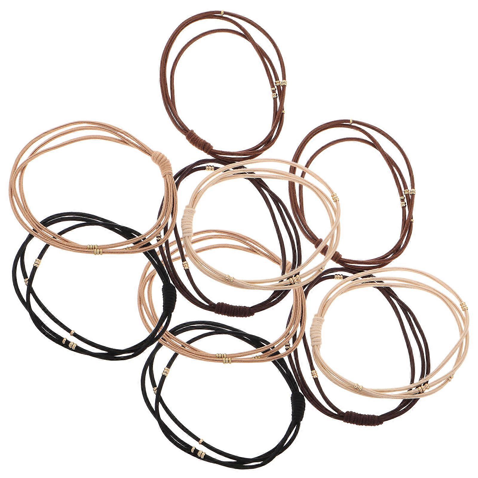 Bead Hair Ties High Elasticity Triple Layer Hair Bands 40Pcs for Women