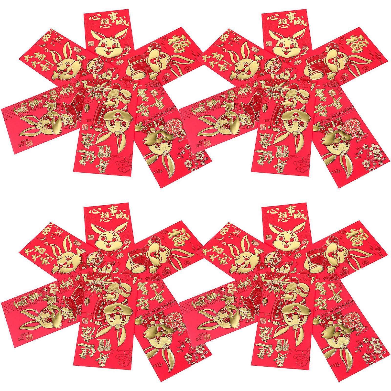 Red Rabbit Year Red Envelopes Paper Packets for Decor 60Pcs Festival Gift