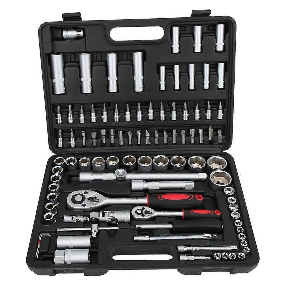 94 Pcs Wrench Socket Screwdriver Tool Set Kit Mechanics 1/2 1/4in with Case
