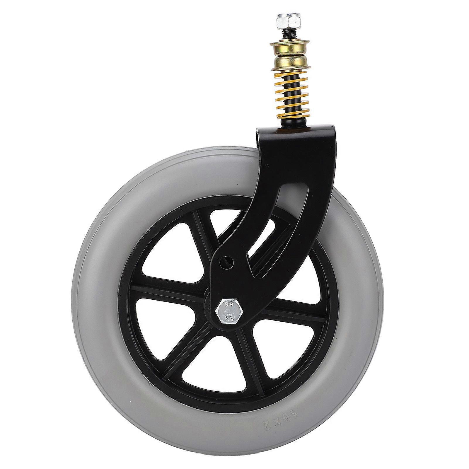 Wheelchair Caster Assembly Front Universal PU Hub Solid Spring Shock Absorber Wheel 10 X 2in Replacement Parts