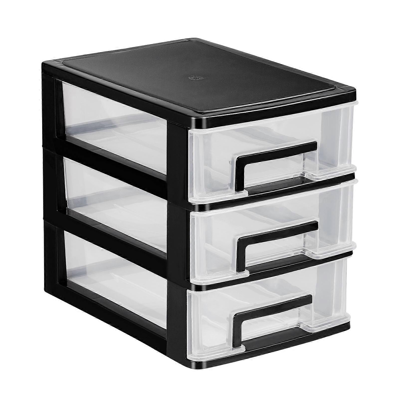 Storage Drawers Multi-Layer Desktop Cabinet Plastic Organizer 3Pcs