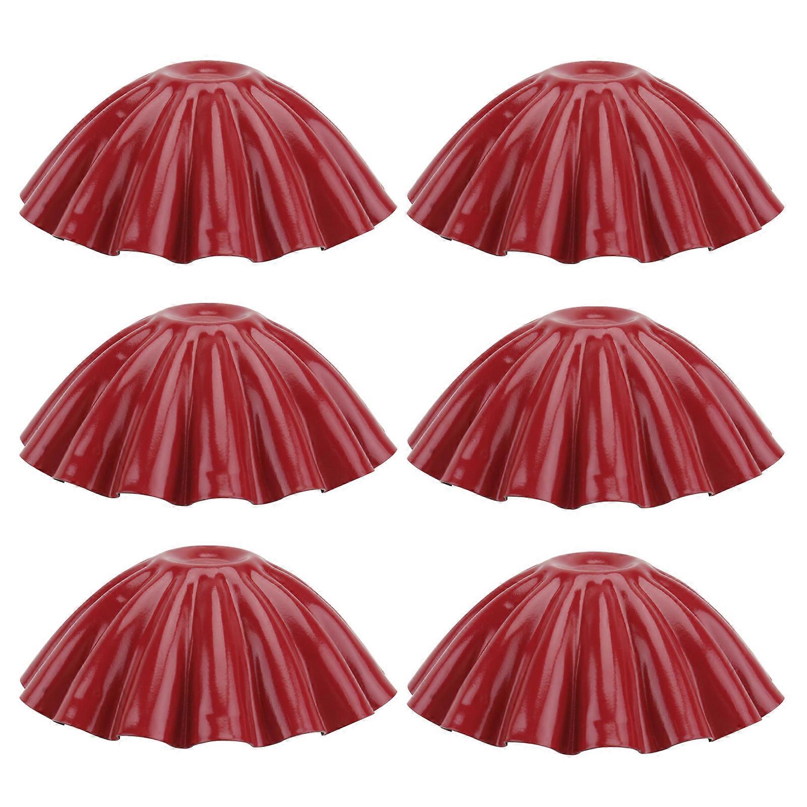 Egg Tarts Mold Stainless Steel for Baking Use 6Pcs Red Nonstick Baking Tool