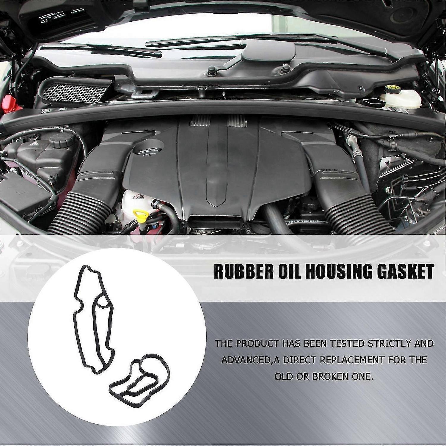 2Pcs Black Rubber Oil Filter Housing Gasket for