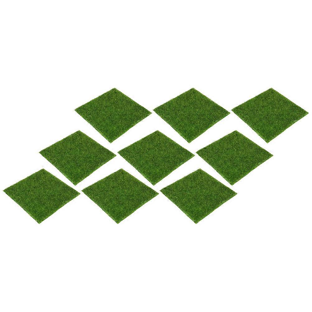 PVC Artificial Turf 9Pcs Green Lawn for Decoration and Craft Projects