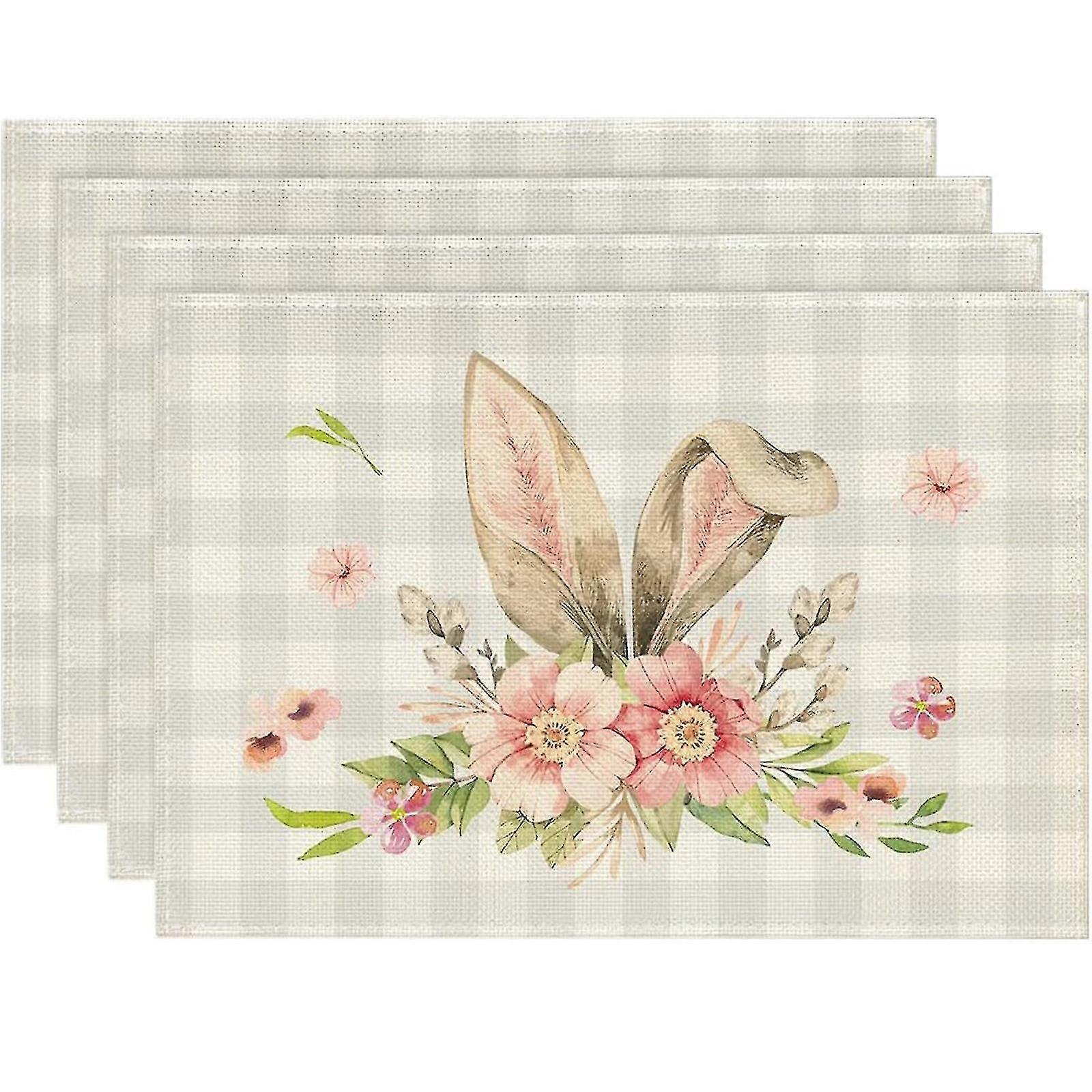 Vintage Happy Easter Placemats Spring Easter Place Mats Vintage Dining Table Decorations Bunny Chick Easter Holiday Table Mats For Kitchen Dining Deco