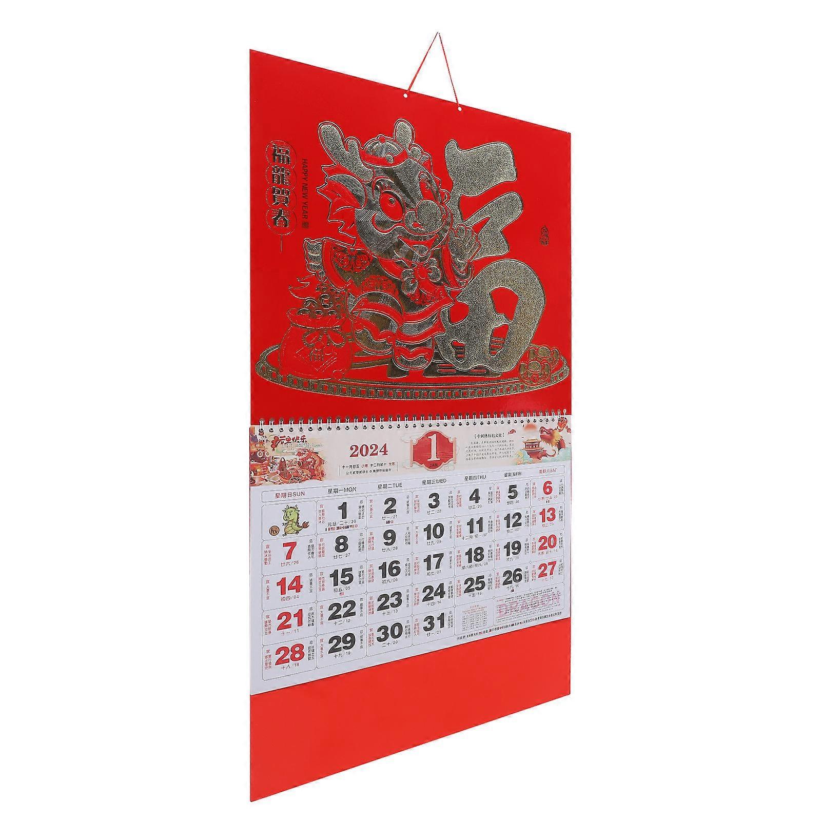 Hanging Calendar Dragon Year Paper Calendar for Home Use