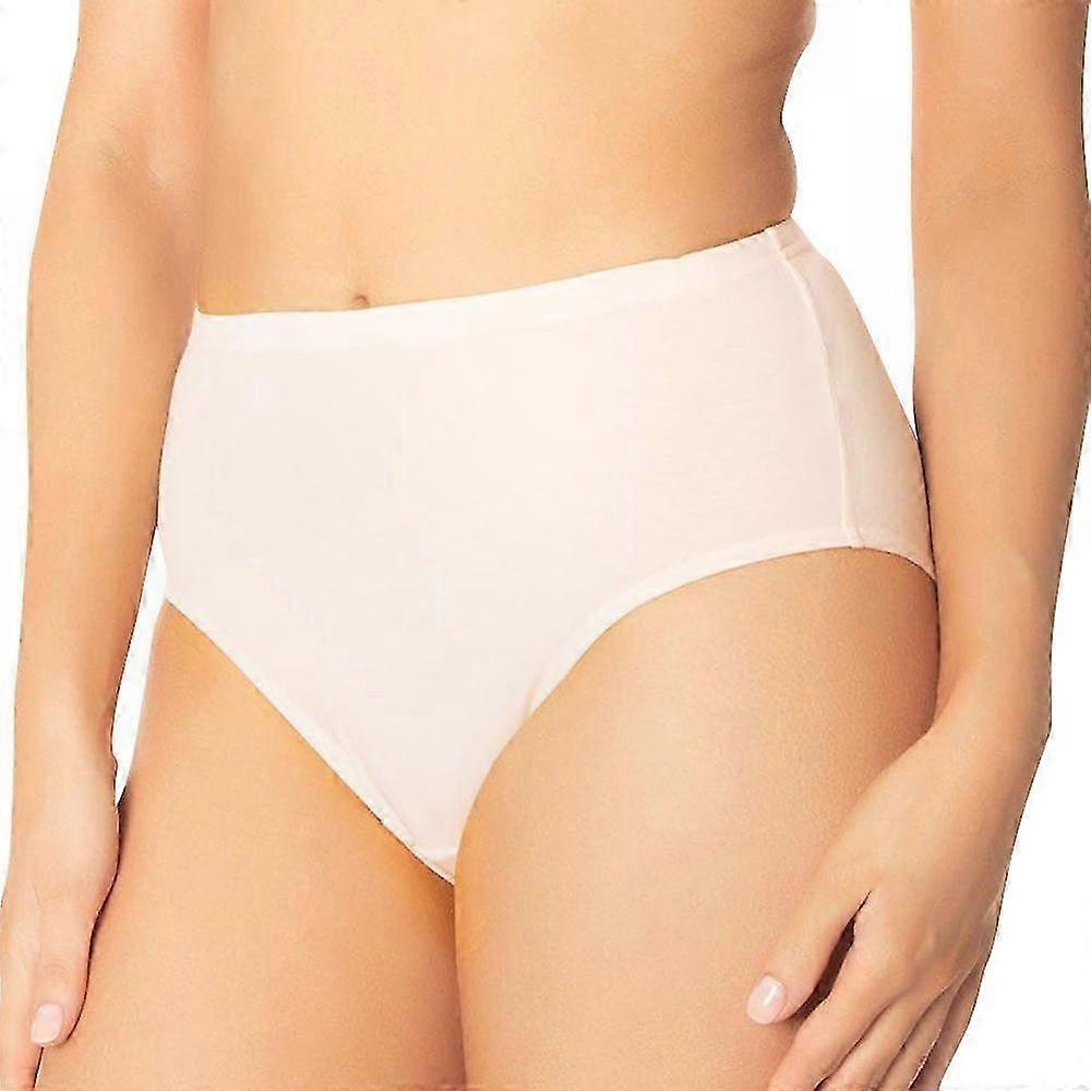 Women's High Waisted Bikini Briefs - Beige Solid Color Underwear with Comfortable Fit and Soft Material