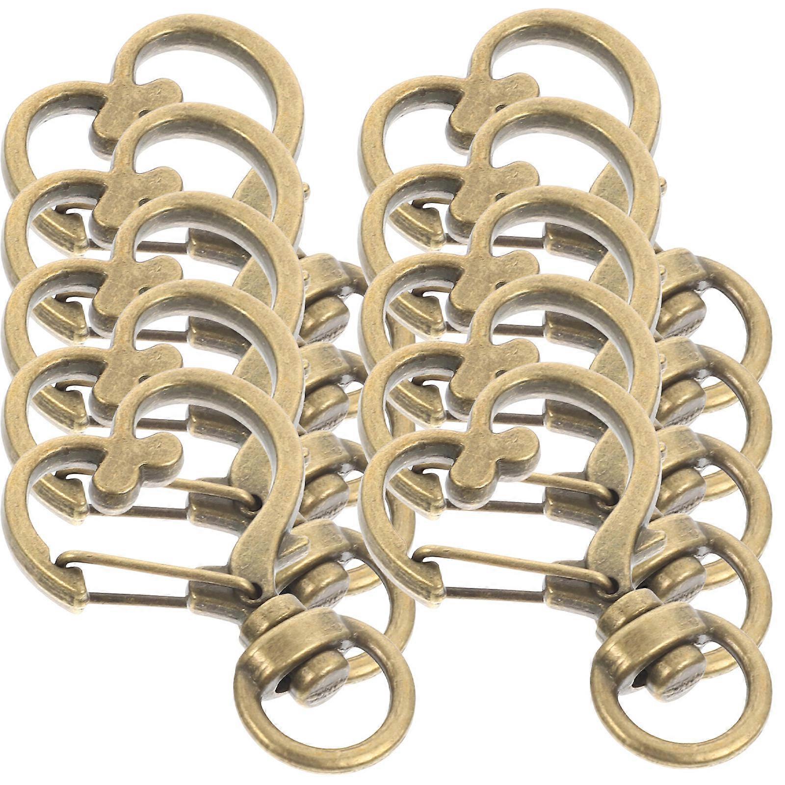 Keychain Hooks 10Pcs Spring Snap Keychain Clip Accessories Daily Use 3.5X2.5X0.5CM Retro Bronze