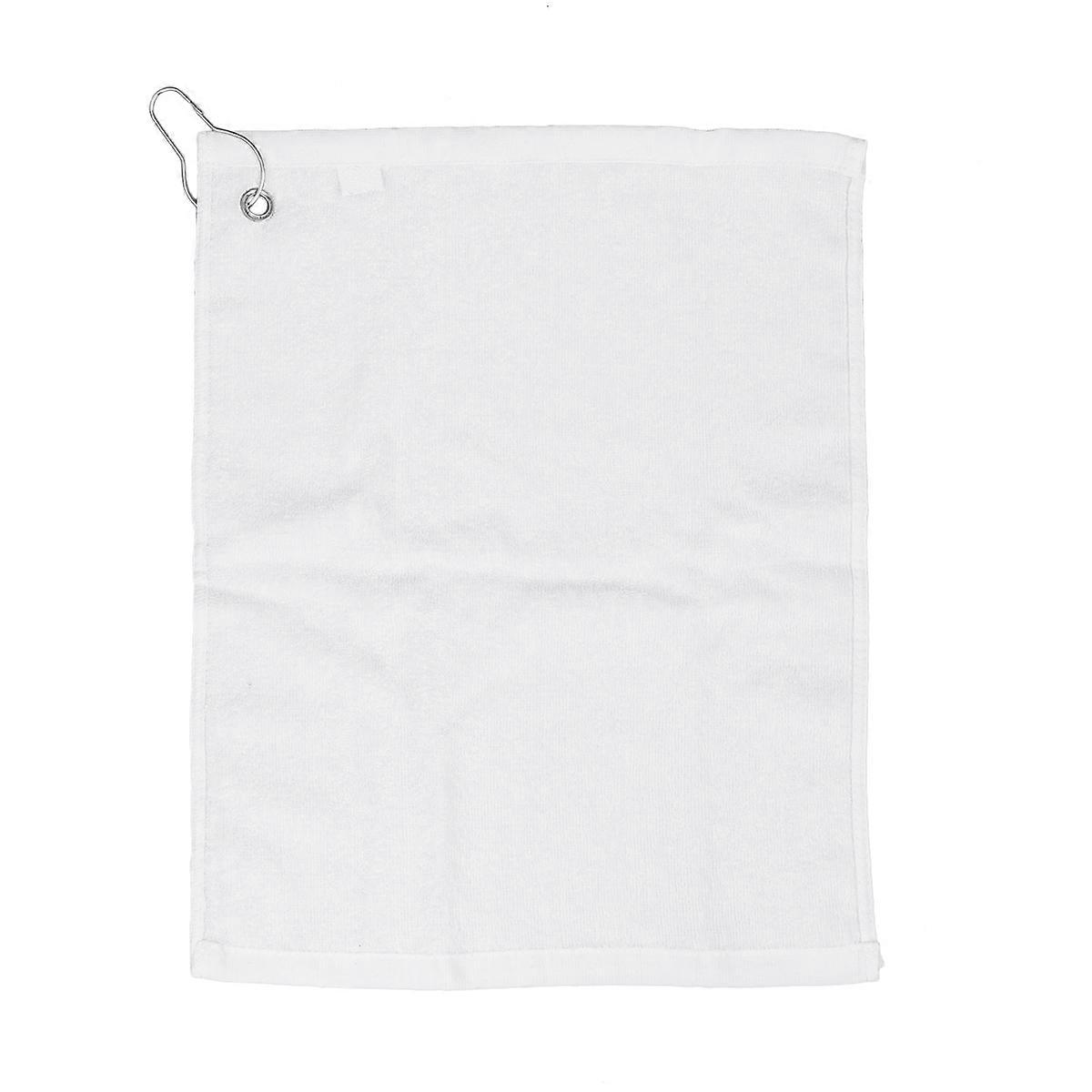 Absorbent Cotton Towel with Hook for Sports Use 1 Piece White
