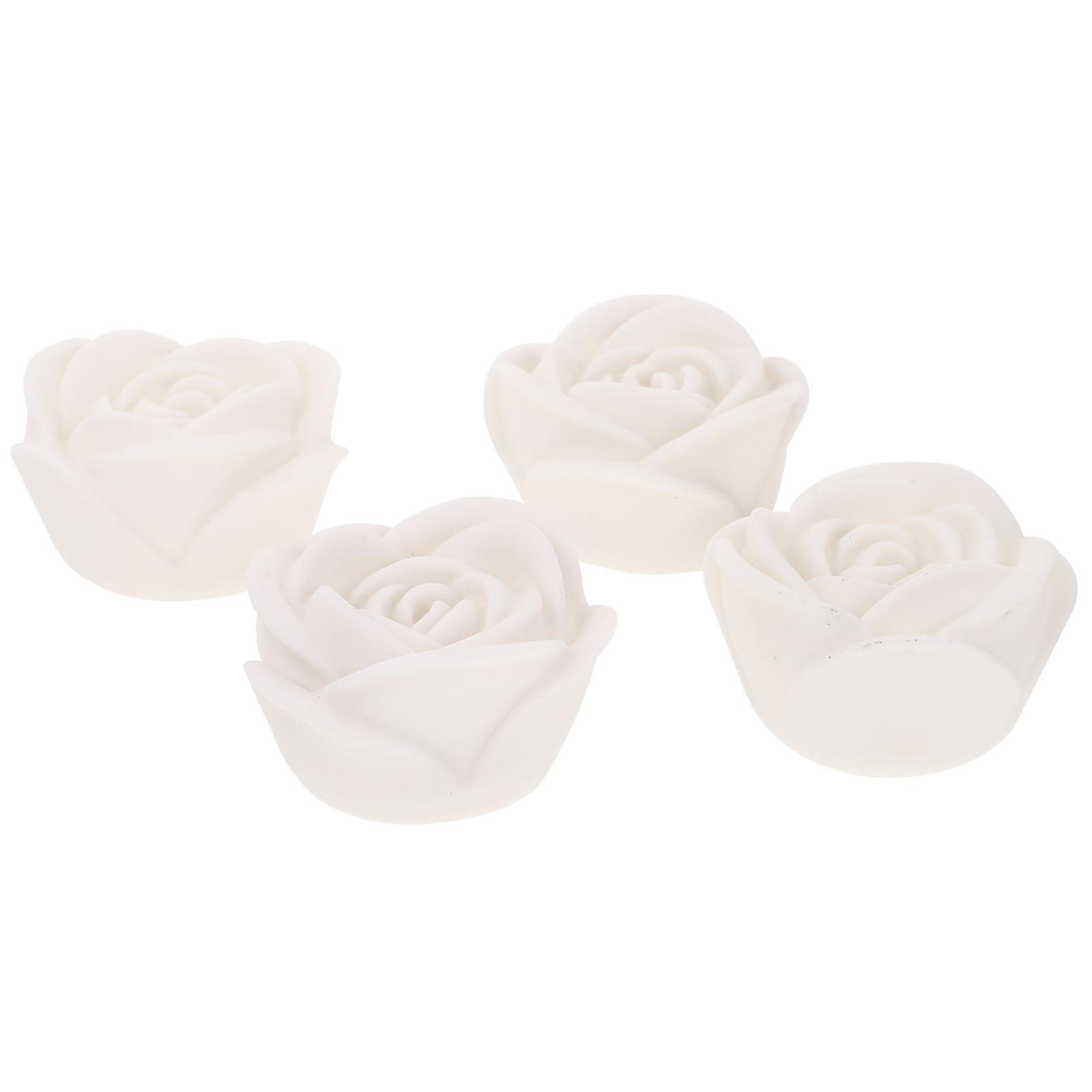 Electronic Rose Flower LED Lanterns for Decoration 4Pcs White Plastic Lights