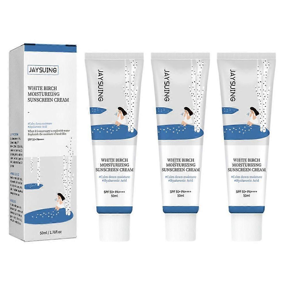 3X 50ml Birch Juice Moisturizing Sunscreen Spf50+ Refreshing Not Sticky Facial Isolation Sunscreen